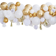 Load image into Gallery viewer, GOLD BALLOON AND FAN GARLAND PARTY BACKDROP
