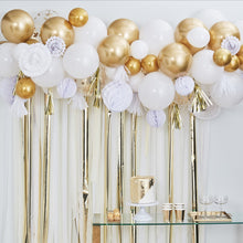 Load image into Gallery viewer, GOLD BALLOON AND FAN GARLAND PARTY BACKDROP
