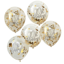 Load image into Gallery viewer, GOLD CONFETTI OH BABY SHOWER BALLOONS