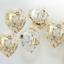 Load image into Gallery viewer, GOLD CONFETTI OH BABY SHOWER BALLOONS
