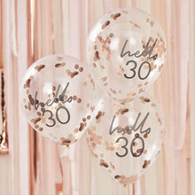Load image into Gallery viewer, Happy Birthday - Hello 30 - Confetti Balloons x 5
