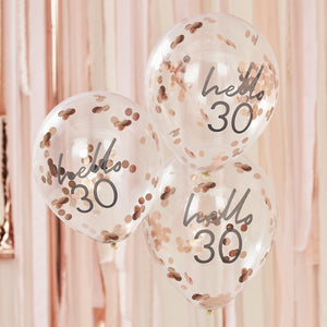 Happy Birthday - Hello 30 - Confetti Balloons x 5