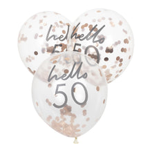 Load image into Gallery viewer, Happy Birthday - Hello 50 - Confetti Balloons x 5