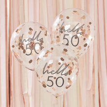 Load image into Gallery viewer, Happy Birthday - Hello 50 - Confetti Balloons x 5
