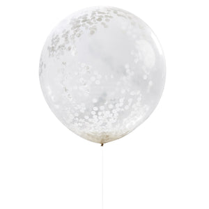 GIANT WHITE CONFETTI BALLOONS  Each pack contains 3 x giant balloons measuring 36” when inflated