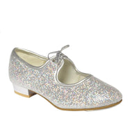 Silver Hologram, Low Heel, Fitted with Toe Tap