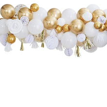 Load image into Gallery viewer, GOLD BALLOON AND FAN GARLAND PARTY BACKDROP
