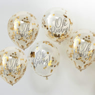 GOLD CONFETTI OH BABY SHOWER BALLOONS