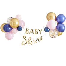 Load image into Gallery viewer, GOLD BABY SHOWER BANNER AND BALLOON
