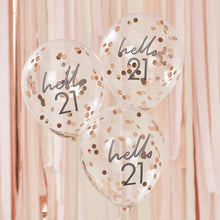 Load image into Gallery viewer, Happy Birthday - Hello 21 - Confetti Balloons x 5
