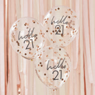 Happy Birthday - Hello 21 - Confetti Balloons x 5