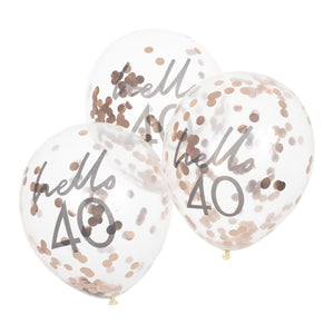 Happy Birthday - Hello 40 - Confetti Balloons x 5