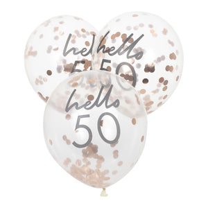 Happy Birthday - Hello 50 - Confetti Balloons x 5