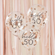 Happy Birthday - Hello 50 - Confetti Balloons x 5