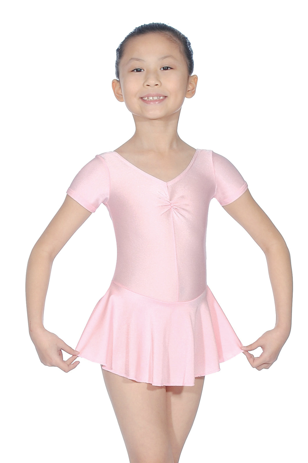 Roch Valley Capped sleeve pink leotard with attached skirt