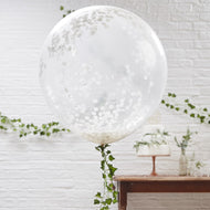 GIANT WHITE CONFETTI BALLOONS  Each pack contains 3 x giant balloons measuring 36” when inflated