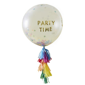 CUSTOMISABLE CONFETTI BALLOON KIT  Add a custom touch to your party with this giant confetti balloon included with stickers to personalise and tassel tail.